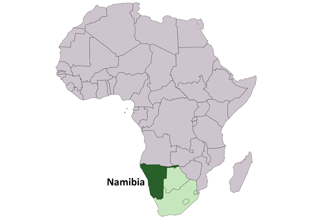 Намибия - расположение на карте