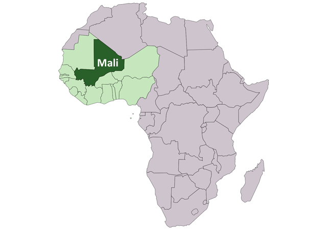 Мали - расположение на карте