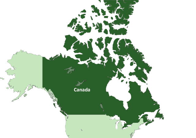 Канада - расположение на карте