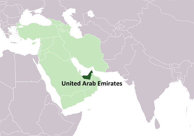 Объединённые Арабские Эмираты - расположение на карте