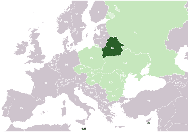 Белоруссия - расположение на карте