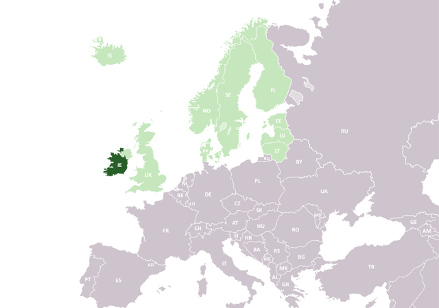 Ирландия - расположение на карте