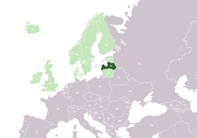Латвия - расположение на карте