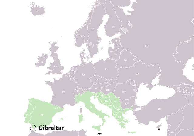 Гибралтар - расположение на карте