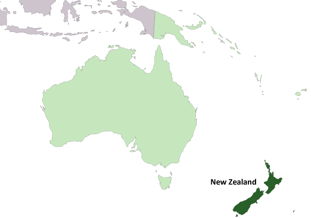 Новая Зеландия - расположение на карте