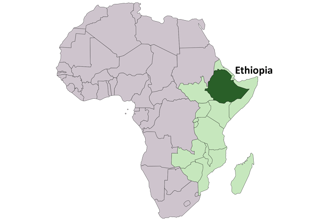 Эфиопия - расположение на карте