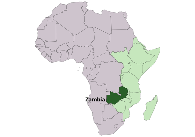 Замбия - расположение на карте
