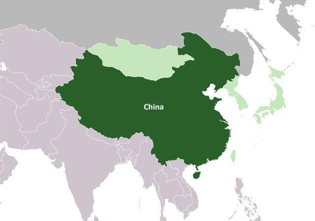 Китай - расположение на карте