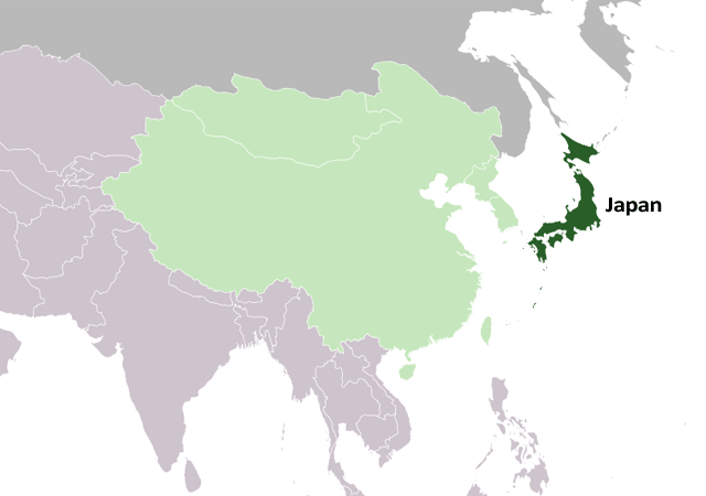Япония - расположение на карте