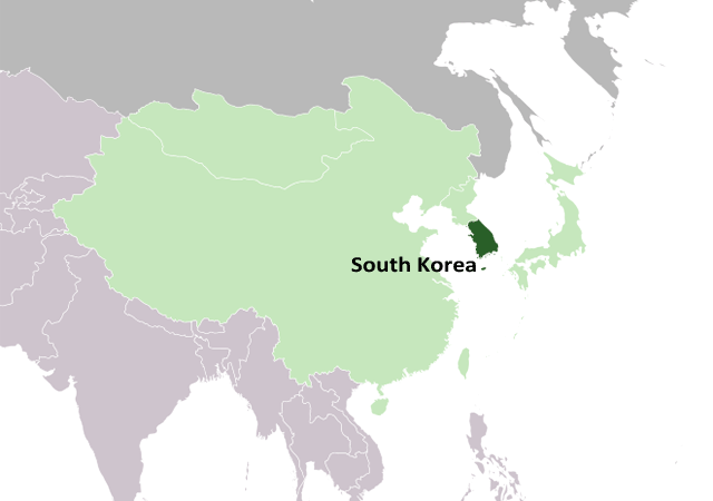 Южная Корея - расположение на карте
