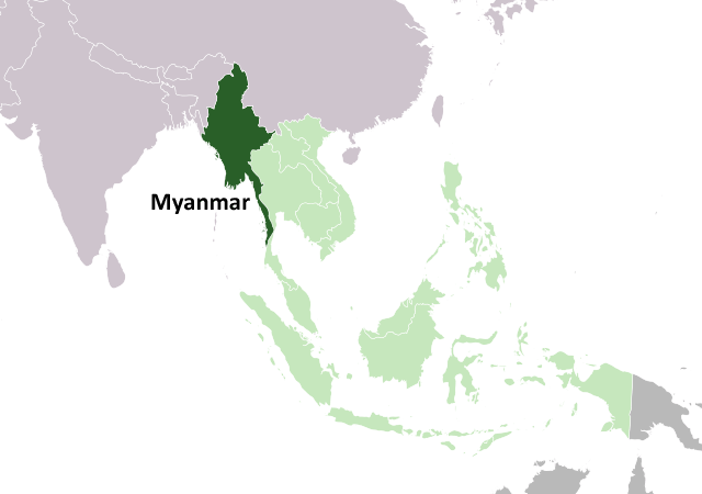 Мьянма - расположение на карте