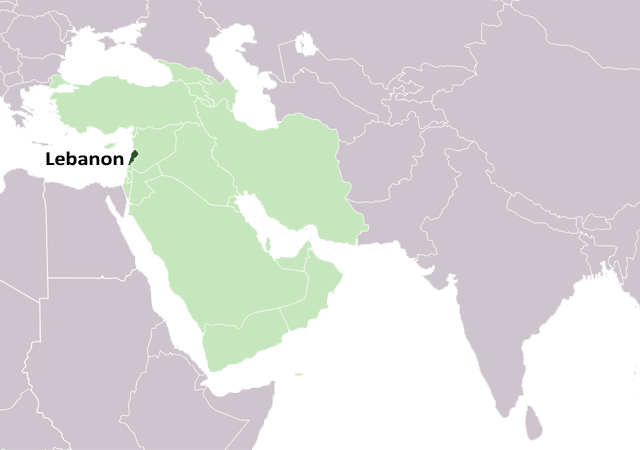 Ливан - расположение на карте