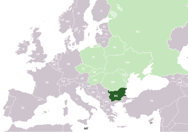 Болгария - расположение на карте