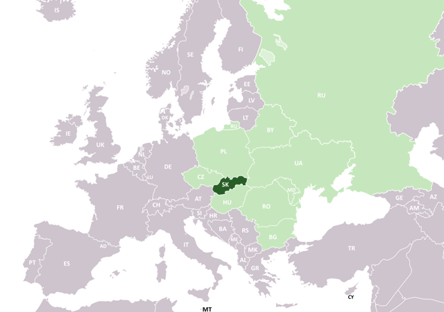 Словакия - расположение на карте