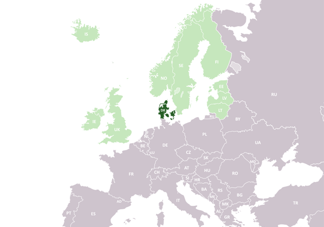 Дания - расположение на карте