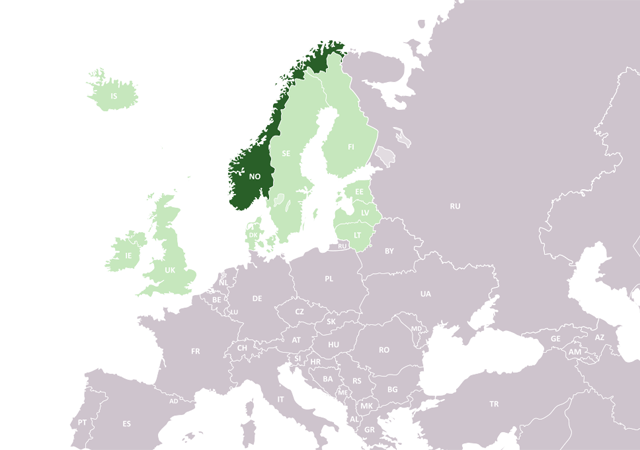Норвегия - расположение на карте