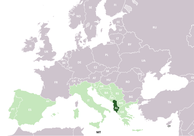 Албания - расположение на карте