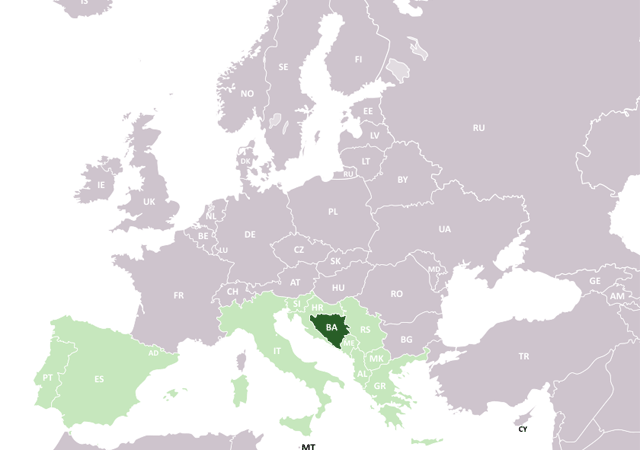 Босния и Герцеговина - расположение на карте