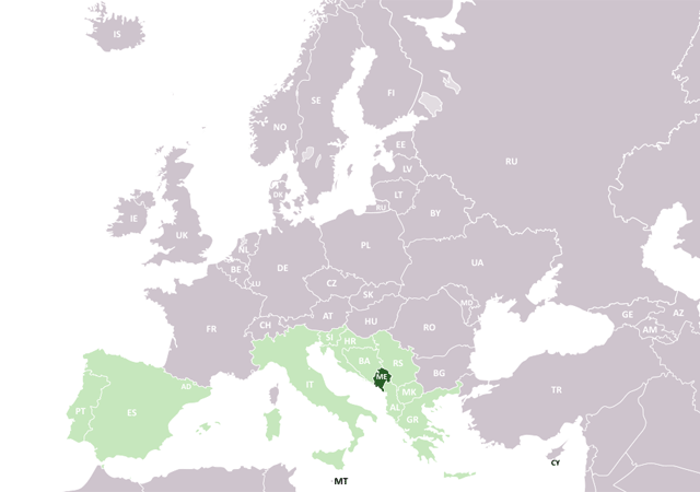 Черногория - расположение на карте