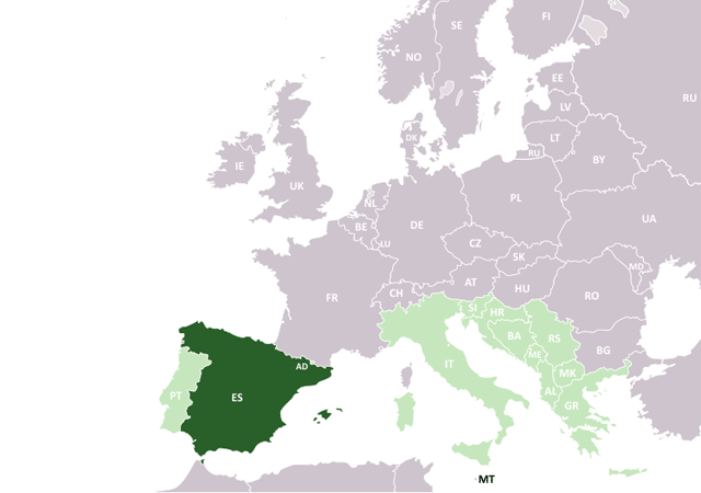 Испания - расположение на карте