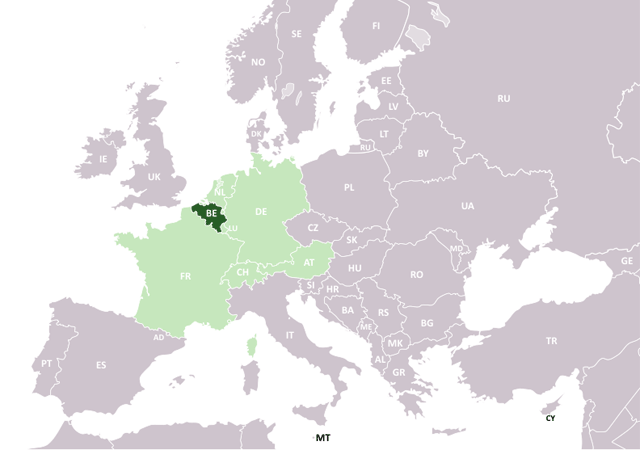Бельгия - расположение на карте