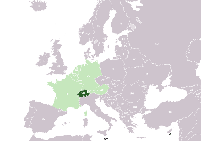 Швейцария - расположение на карте
