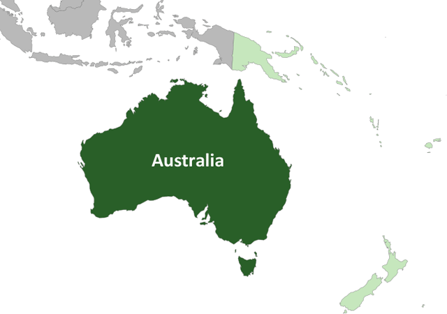 Австралия - расположение на карте